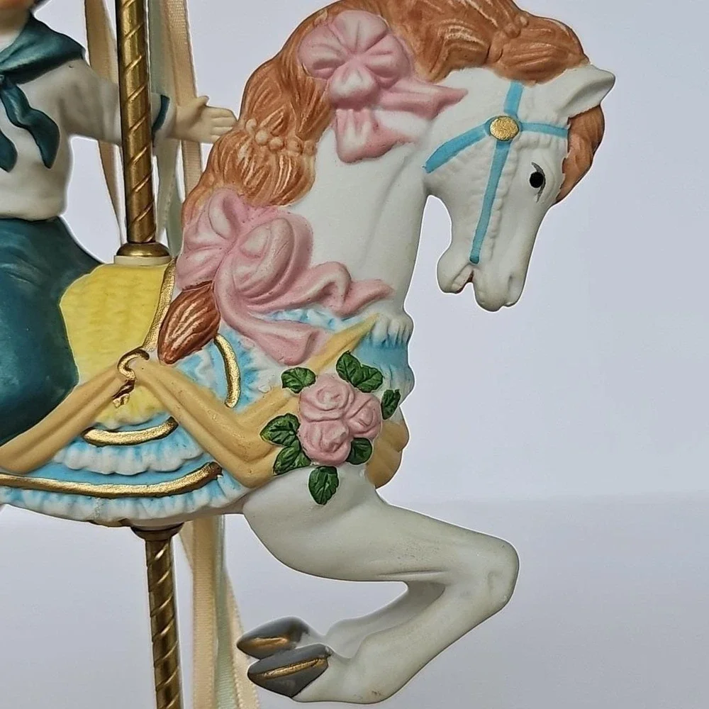 Vintage Breckenridge Designs Carousel Music Box Sailor Boy Porcelain Horse Decor